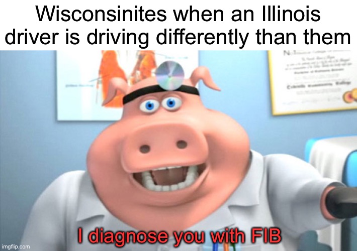 Wisconsinphobia | Wisconsinites when an Illinois driver is driving differently than them; I diagnose you with FIB | image tagged in i diagnose you with dead | made w/ Imgflip meme maker