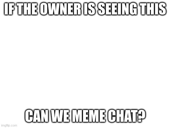 comment if u have or ill ask too | IF THE OWNER IS SEEING THIS; CAN WE MEME CHAT? | image tagged in blank white template,memes,funny,sammy,owner,memechat | made w/ Imgflip meme maker