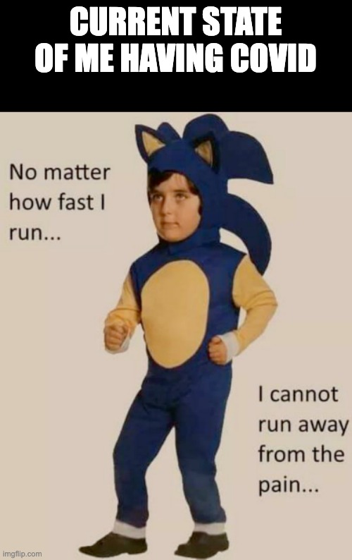 B | CURRENT STATE OF ME HAVING COVID | image tagged in no matter how fast i run i cannot run away from the pain | made w/ Imgflip meme maker