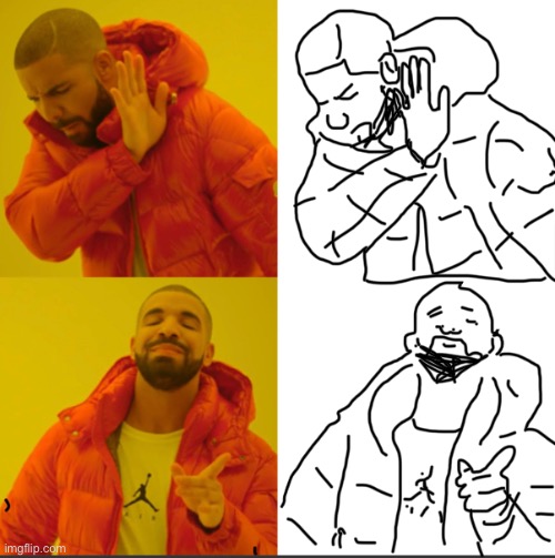 Trying to draw memes pt.1 | image tagged in drake hotline bling,drawing | made w/ Imgflip meme maker