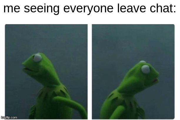 Kermit looking | me seeing everyone leave chat: | image tagged in kermit looking | made w/ Imgflip meme maker