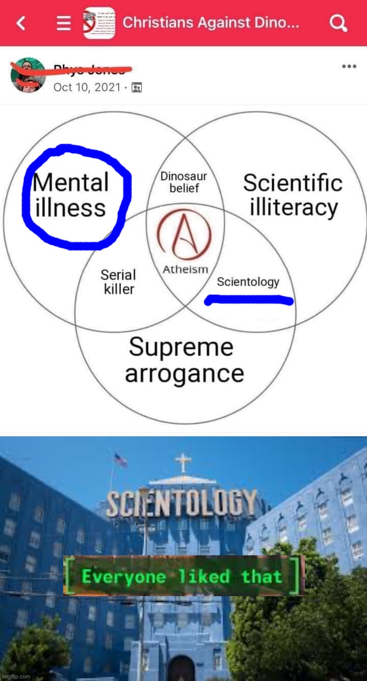 Scientology is not(!) a mental disorder, maga | image tagged in atheism venn diagram,scientology big blue,scientology,mental health,mental illness,maga | made w/ Imgflip meme maker