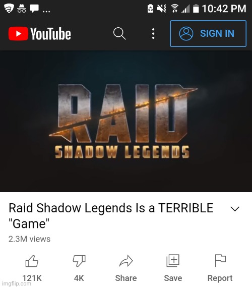 Raid Shadow Legends is a Terrible "Game" | image tagged in raid shadow legends is a terrible game | made w/ Imgflip meme maker