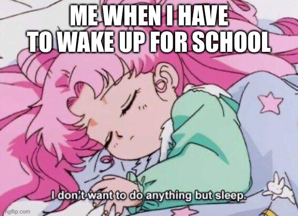 I’m sure all of us has gone thru this | ME WHEN I HAVE TO WAKE UP FOR SCHOOL | image tagged in sailor moon i don't want to do anything but sleep | made w/ Imgflip meme maker