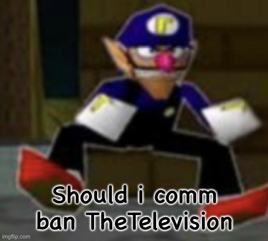 wah male | Should i comm ban TheTelevision | image tagged in wah male | made w/ Imgflip meme maker