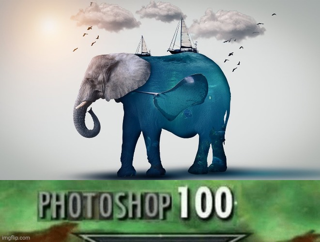 Elephant photoshop | image tagged in photoshop 100,elephant,photoshop,memes,meme,elephants | made w/ Imgflip meme maker