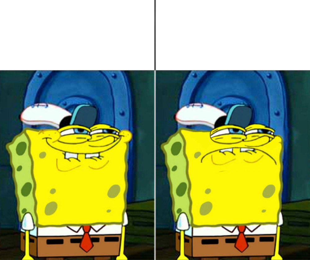 High Quality Happy spongebob and disappointed spongebob Blank Meme Template
