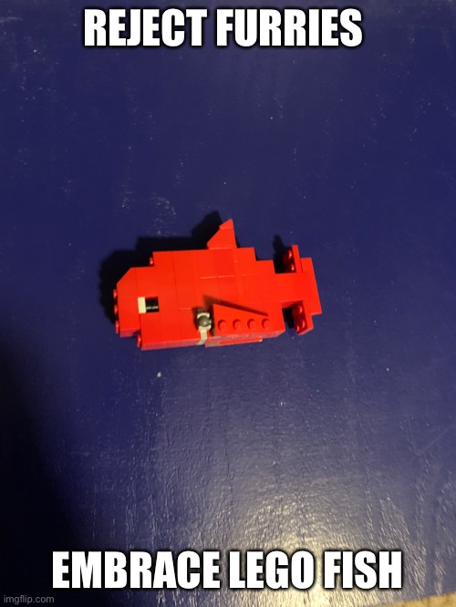 REJECT FURRIES EMBRACE LEGO FISH | made w/ Imgflip meme maker