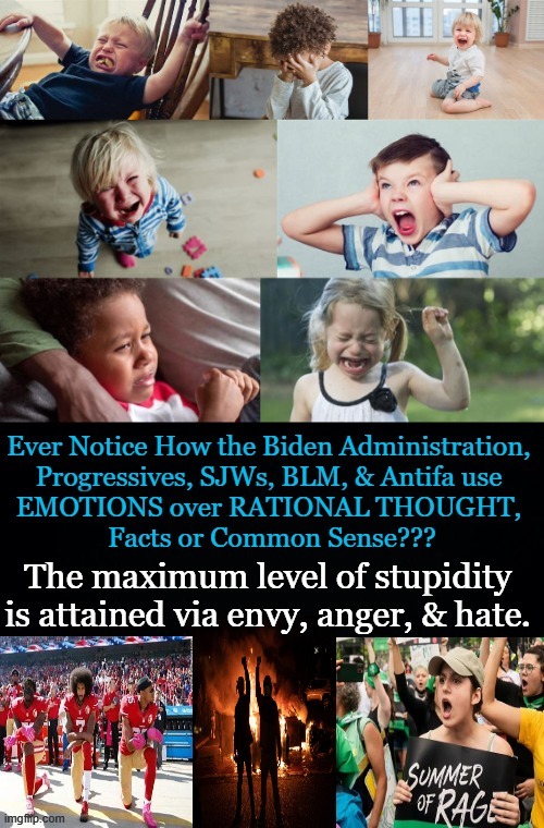 Tantrums, Tirades and Tyrants | image tagged in political meme,leftists,joe biden,emotions,rational thought,envy anger hate | made w/ Imgflip meme maker