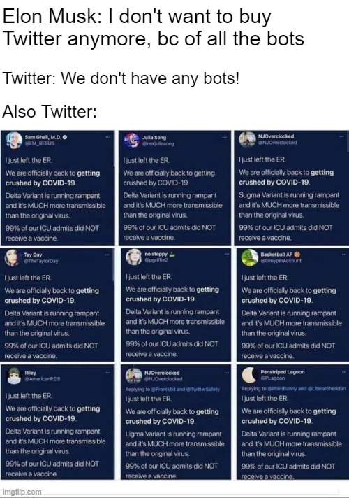 How many traffic lights do you see? | Elon Musk: I don't want to buy Twitter anymore, bc of all the bots; Twitter: We don't have any bots! Also Twitter: | made w/ Imgflip meme maker