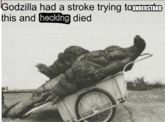 Godzilla had a stroke (Clean Text) | UNDERSTAND | image tagged in godzilla had a stroke clean text | made w/ Imgflip meme maker