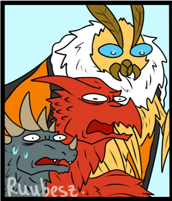 Mothra, Rodan, and Angirus freaked out Blank Meme Template