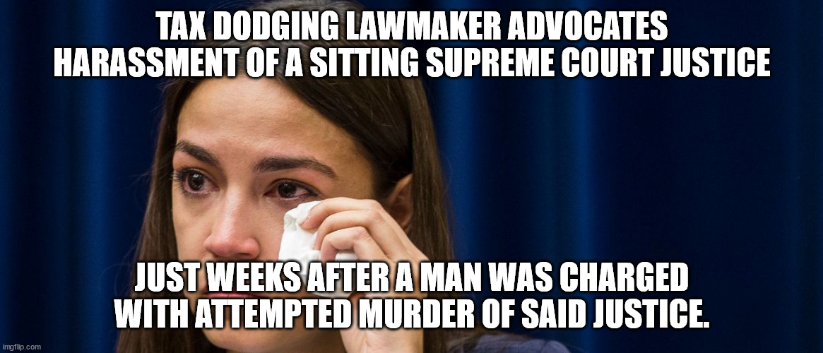 Libs won't be happy until a conservative justice gets killed by one of their lunatics | TAX DODGING LAWMAKER ADVOCATES HARASSMENT OF A SITTING SUPREME COURT JUSTICE; JUST WEEKS AFTER A MAN WAS CHARGED WITH ATTEMPTED MURDER OF SAID JUSTICE. | image tagged in liberal hypocrisy | made w/ Imgflip meme maker
