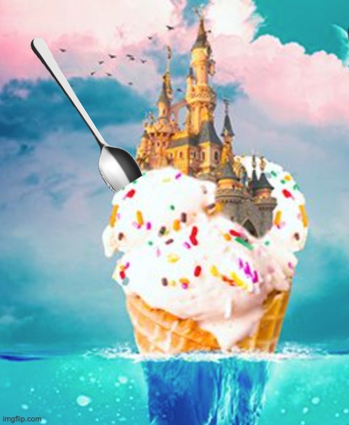 Once there was a magical kingdom . . . | image tagged in ice cream castle,spoon,kingdom,downfall | made w/ Imgflip meme maker
