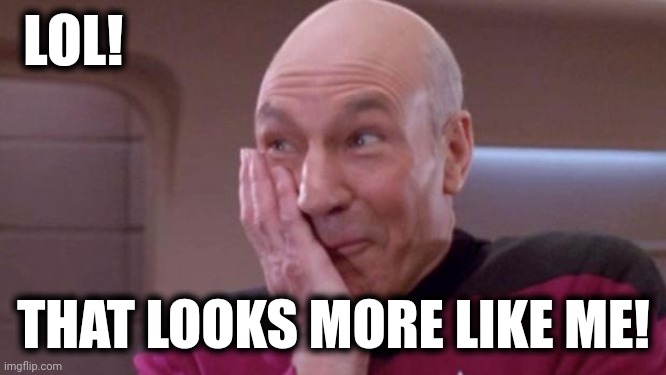 picard oops | LOL! THAT LOOKS MORE LIKE ME! | image tagged in picard oops | made w/ Imgflip meme maker