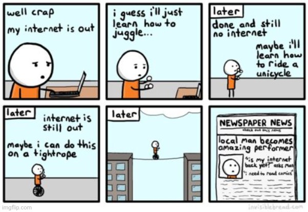 Tightrope | image tagged in tightrope,news,performer,internet,comics/cartoons,comics | made w/ Imgflip meme maker