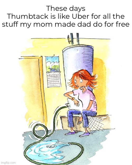 Man Chores | These days
Thumbtack is like Uber for all the stuff my mom made dad do for free | image tagged in funny memes,relationships,changing times | made w/ Imgflip meme maker