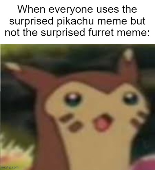furret surprised | When everyone uses the surprised pikachu meme but not the surprised furret meme: | image tagged in furret surprised | made w/ Imgflip meme maker