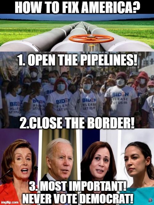 How to fix America? | 2.CLOSE THE BORDER! 3. MOST IMPORTANT! NEVER VOTE DEMOCRAT! | image tagged in morons,idiots,special kind of stupid,democrats | made w/ Imgflip meme maker