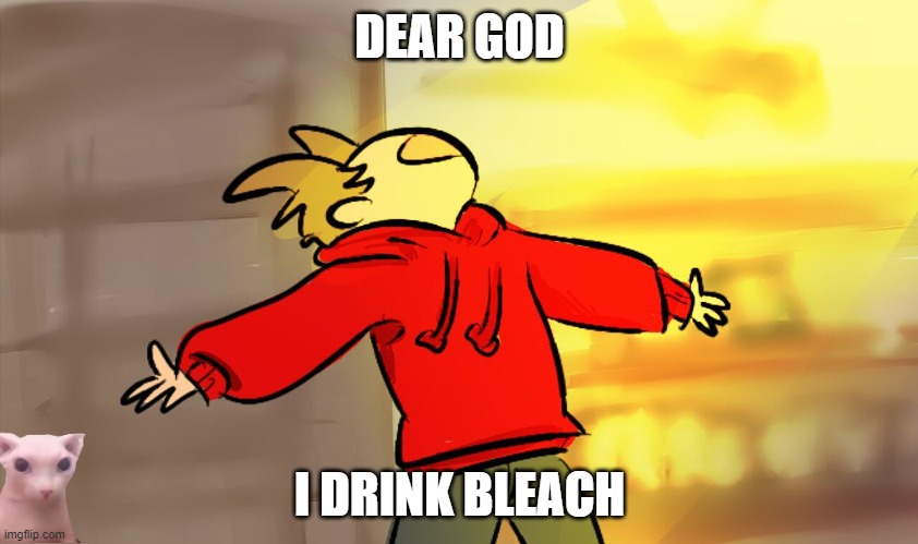 do you drink bleach? | DEAR GOD; I DRINK BLEACH | image tagged in tord woah,bleach | made w/ Imgflip meme maker