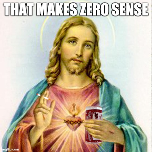 dude | THAT MAKES ZERO SENSE | image tagged in jesus with beer,joke | made w/ Imgflip meme maker