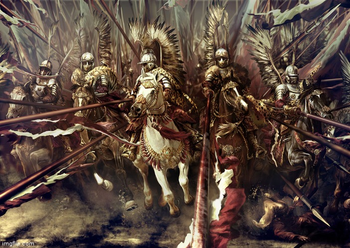 These are Winged Hussars (elite-class medieval Polish-Lithuanian knights and cavalry) BTW, just thought I'd show it :) | image tagged in winged hussars,simothefinlandized | made w/ Imgflip meme maker
