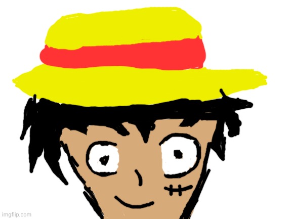 A drawing of Luffy I made with the imgflip drawing tools within 10 minutes (it sucks, lol) | image tagged in blank white template | made w/ Imgflip meme maker