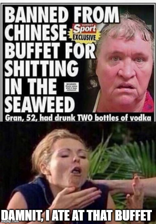 Puke | DAMNIT, I ATE AT THAT BUFFET | image tagged in about to puke | made w/ Imgflip meme maker
