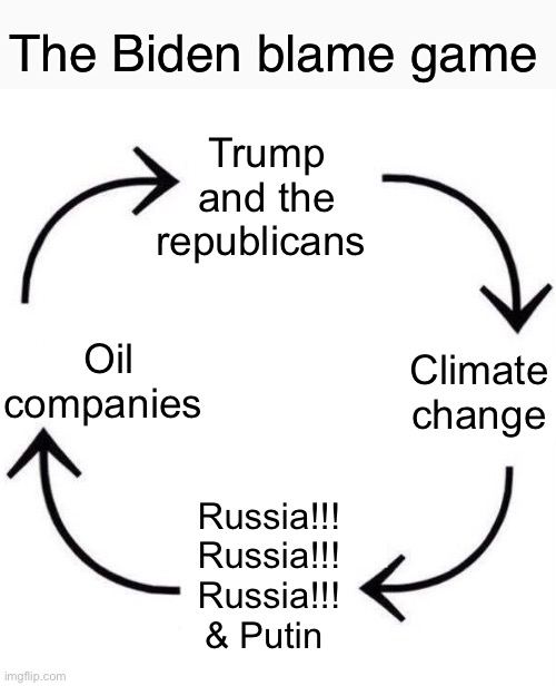 the circle of life | The Biden blame game; Trump and the republicans; Oil companies; Climate change; Russia!!! Russia!!! Russia!!! & Putin | image tagged in the circle of life | made w/ Imgflip meme maker