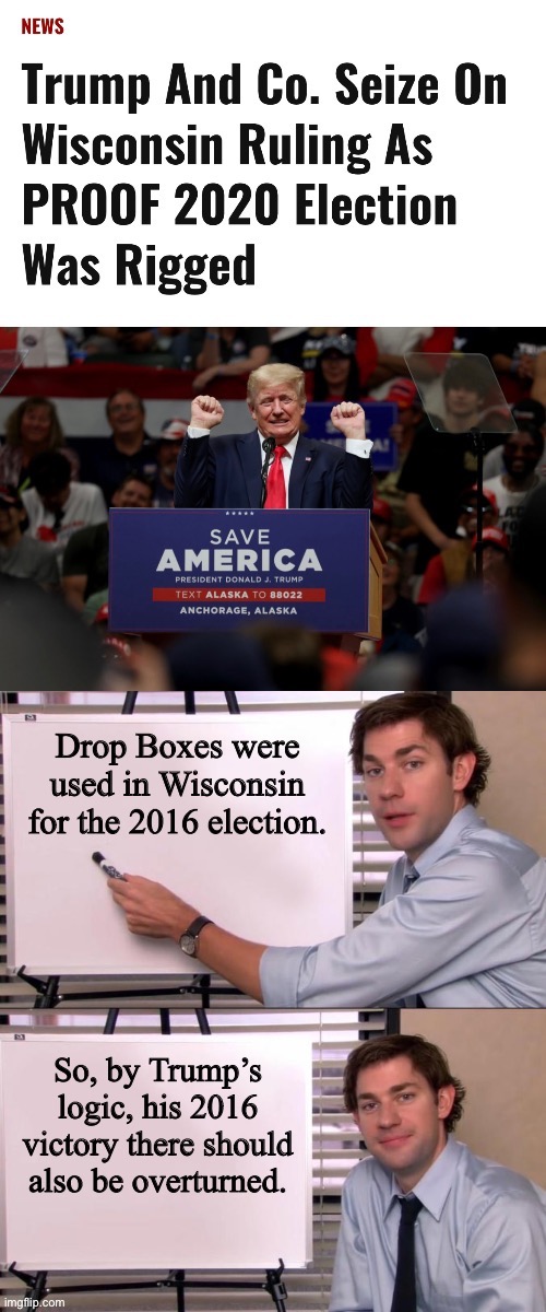 image tagged in jim halpert explains,donald trump,wisconsin,election fraud,2020 elections | made w/ Imgflip meme maker