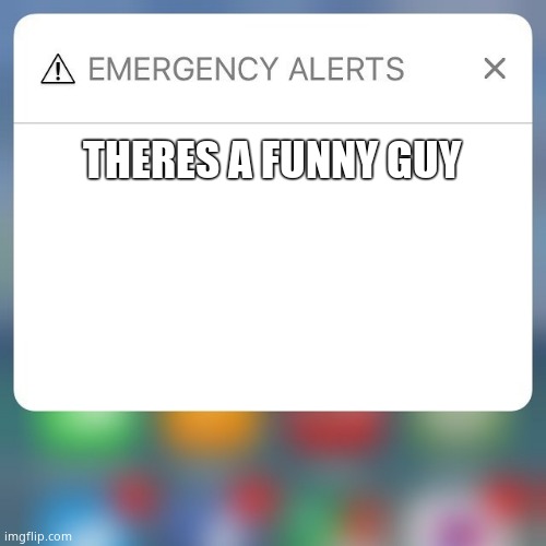Emergency Alert | THERES A FUNNY GUY | image tagged in emergency alert | made w/ Imgflip meme maker