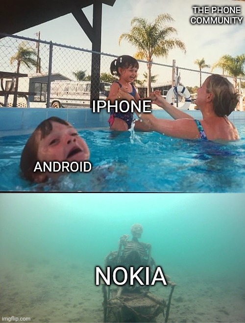 Phone community be like | THE PHONE COMMUNITY; IPHONE; ANDROID; NOKIA | image tagged in memes | made w/ Imgflip meme maker