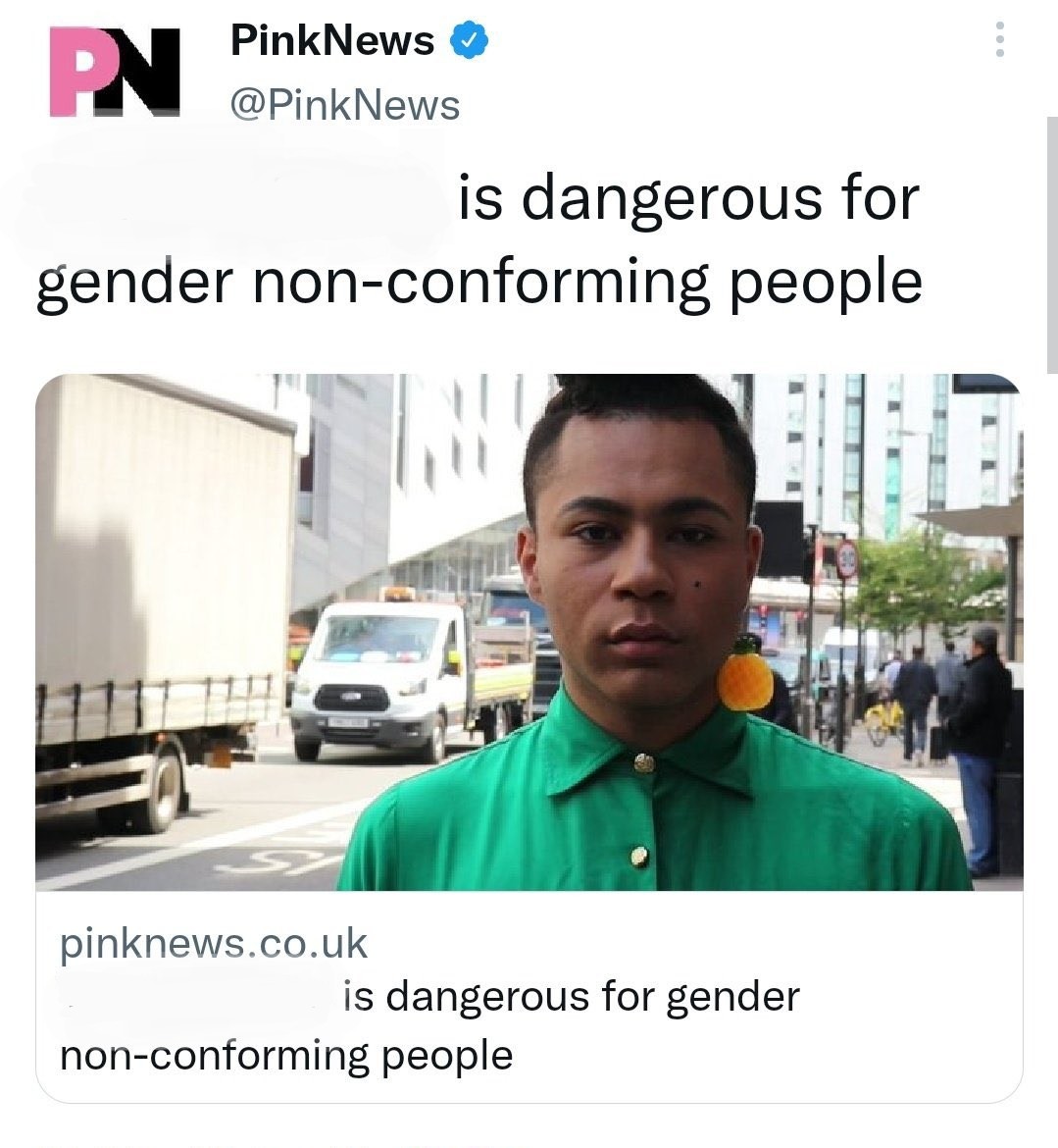 Pink News Headline 'Dangerous for GNC' Blank Meme Template