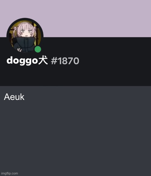 Doggo discord temp | Aeuk | image tagged in doggo discord temp | made w/ Imgflip meme maker