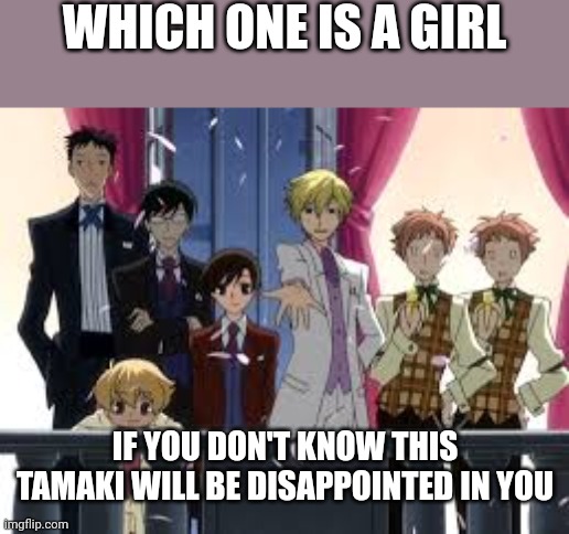 WHICH ONE IS A GIRL; IF YOU DON'T KNOW THIS TAMAKI WILL BE DISAPPOINTED IN YOU | made w/ Imgflip meme maker