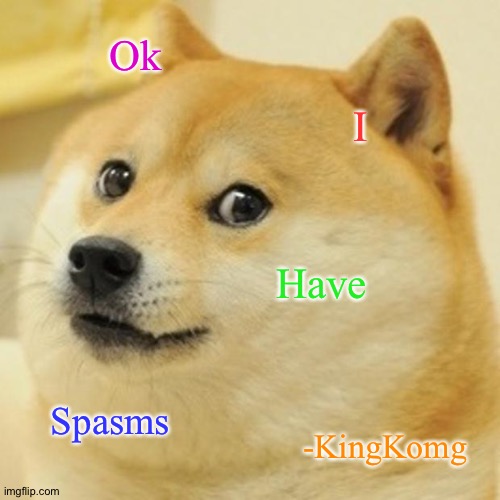 Doge | Ok; I; Have; Spasms; -KingKomg | image tagged in memes,doge | made w/ Imgflip meme maker