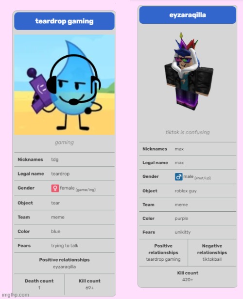 literally just made an infobox character at the bfdi fandom | made w/ Imgflip meme maker