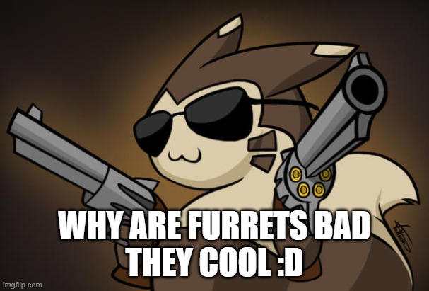 Badass furret | WHY ARE FURRETS BAD
THEY COOL :D | image tagged in badass furret | made w/ Imgflip meme maker