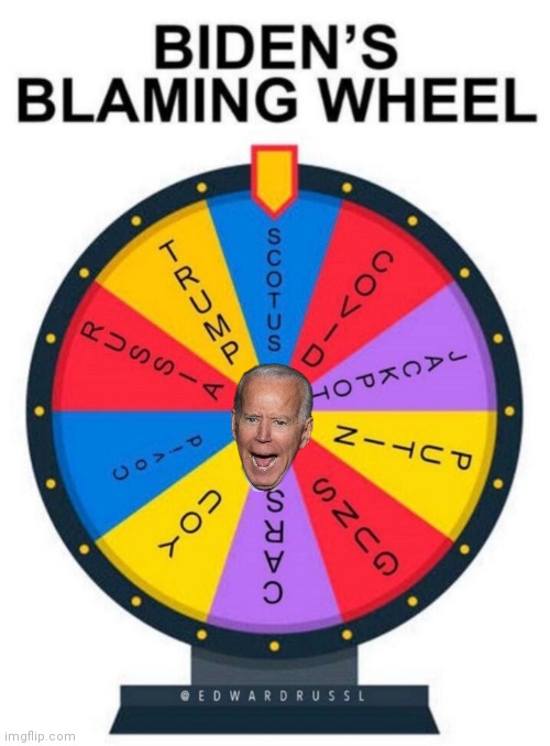 Bidens Wheel 9 blame | image tagged in joe biden 2020 | made w/ Imgflip meme maker