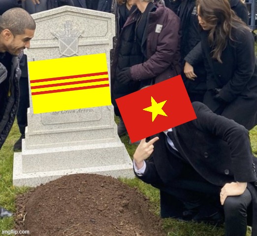 1975 in vietnam: | image tagged in grant gustin over grave cropped headstone rip tombstone | made w/ Imgflip meme maker