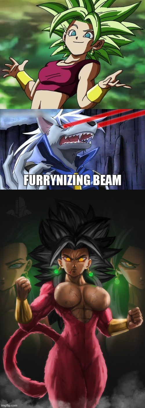 That just looks badass. (By EliteNappa) | image tagged in furrynizing beam,furry,memes,dragon ball,kefla | made w/ Imgflip meme maker