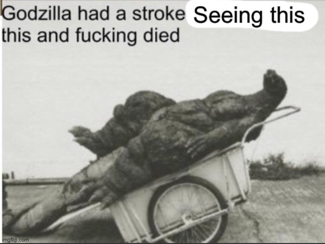 Used for when you see a cursed image- instead of reading its seeing ig- (Link In Comments) | image tagged in godzilla had a stroke seeing this,custom template | made w/ Imgflip meme maker