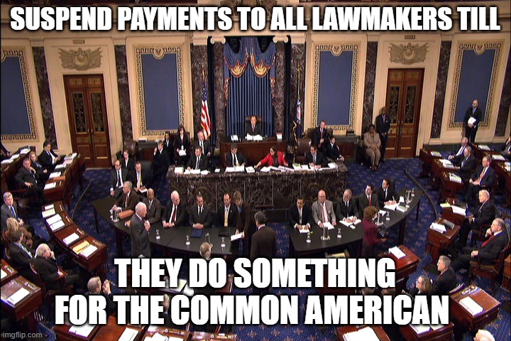 Senate floor | SUSPEND PAYMENTS TO ALL LAWMAKERS TILL; THEY DO SOMETHING FOR THE COMMON AMERICAN | image tagged in senate floor | made w/ Imgflip meme maker