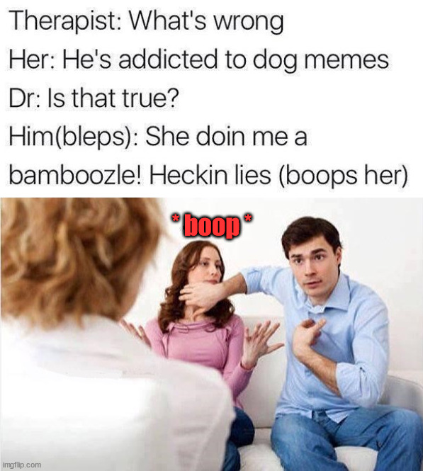* boop * | image tagged in boop,therapy | made w/ Imgflip meme maker
