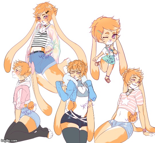 The one on the top-right is just the cutest ^w^ (By Yuukari-nee) | image tagged in furry,femboy,cute,adorable | made w/ Imgflip meme maker