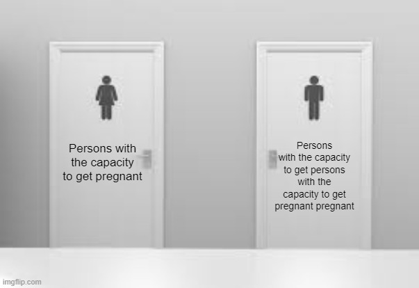 Do I have to solve everything around here? | Persons with the capacity to get persons with the capacity to get pregnant pregnant; Persons with the capacity to get pregnant | image tagged in restroom problems | made w/ Imgflip meme maker