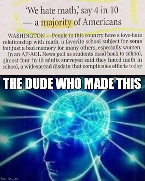 Clever title that no one has ever thought of | THE DUDE WHO MADE THIS | image tagged in blank white template,memes,funny,big brain,math | made w/ Imgflip meme maker
