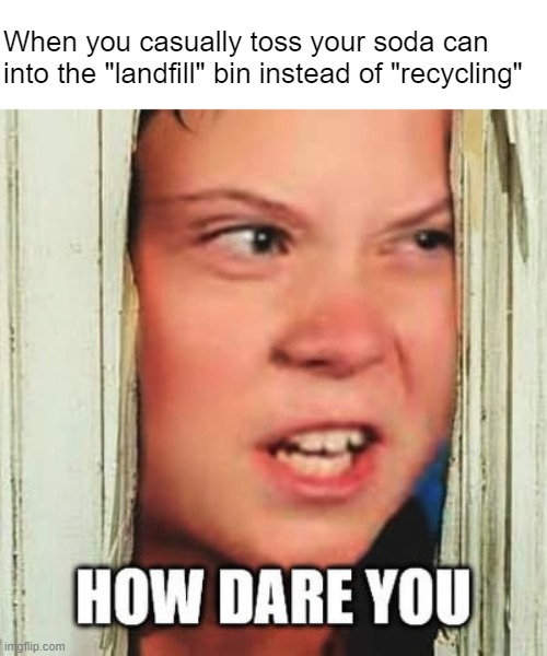Plot Twist: they both go to the same place | When you casually toss your soda can into the "landfill" bin instead of "recycling" | made w/ Imgflip meme maker