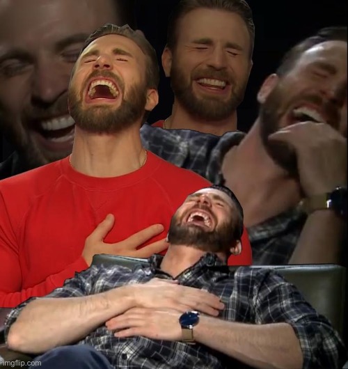 Chris Evans laugh | image tagged in chris evans laugh | made w/ Imgflip meme maker