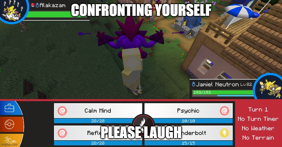 UpbeatBlue be like | CONFRONTING YOURSELF; PLEASE LAUGH | image tagged in memes,fnf,thisisn'treallyaboutfnf,pixelmon | made w/ Imgflip meme maker